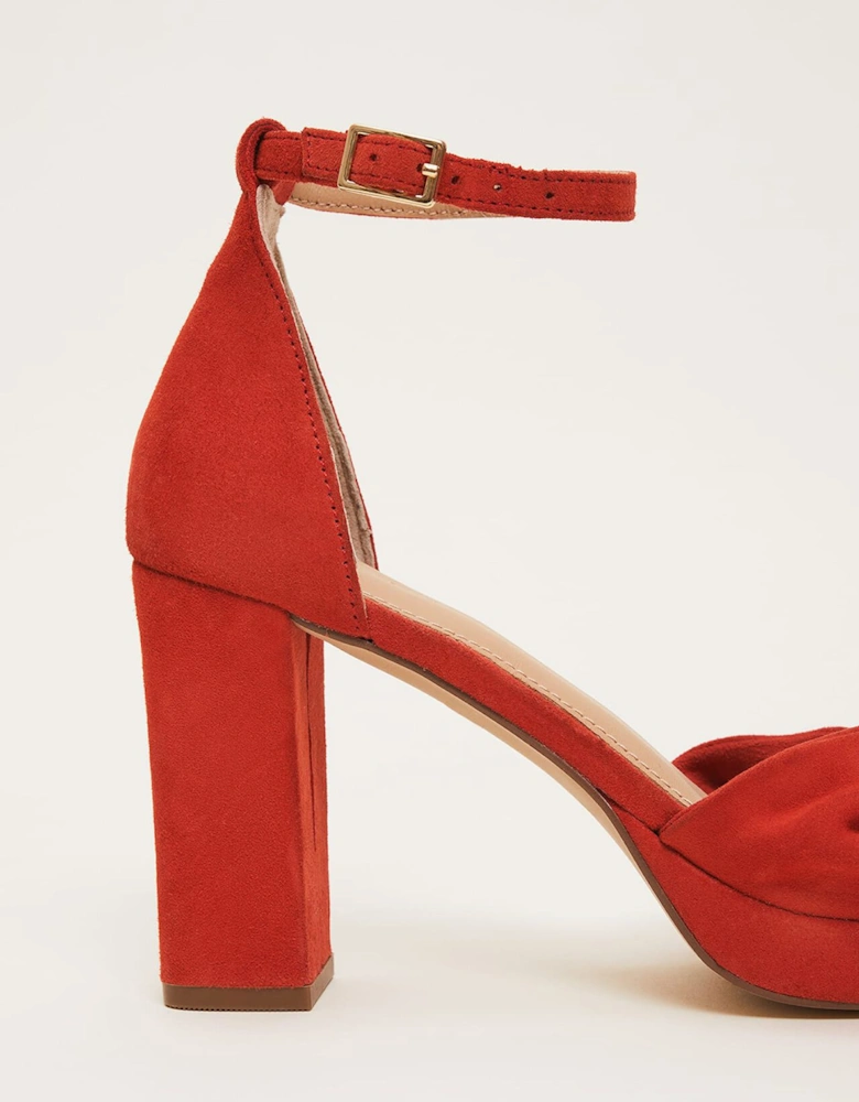 Red Suede Open Toe Heels