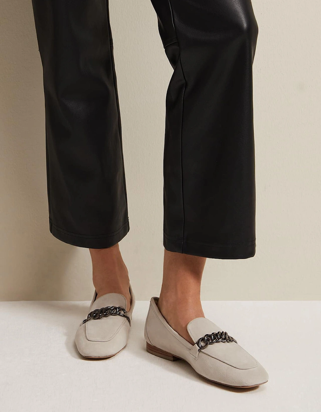 Grey Chain Detail Loafers