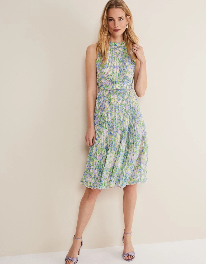 Simara Daisy Pleated Midi Dress