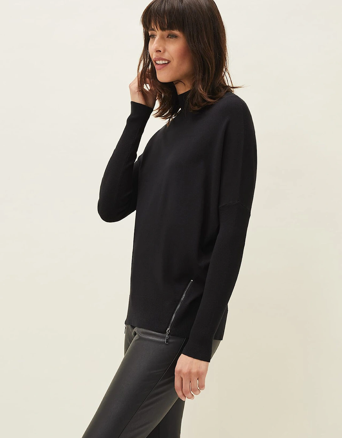 Skylar Roll Neck Zip Hem Jumper