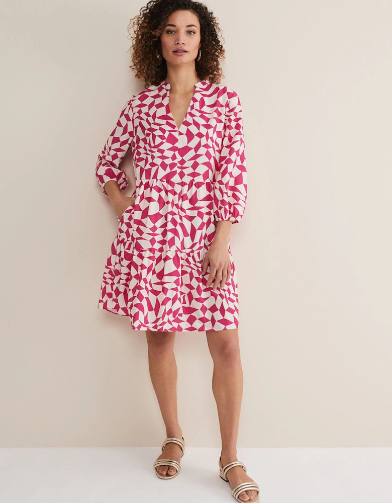 Kesia Pink Geo Swing Mini Dress