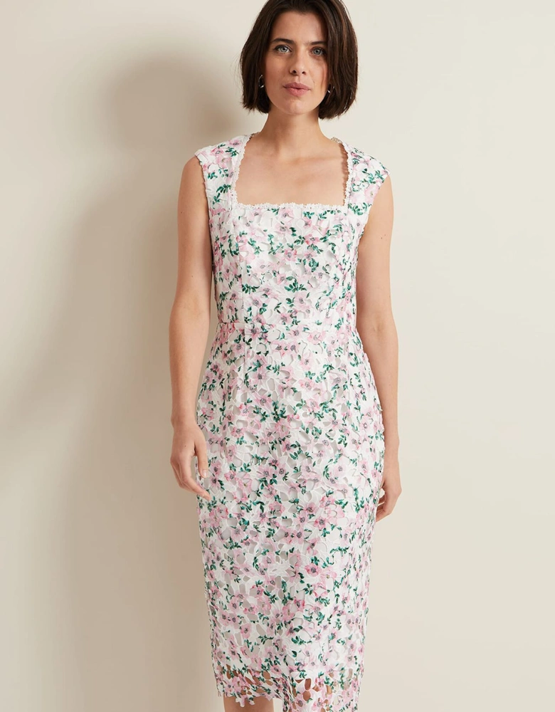 Diana Floral Lace Midi Dress