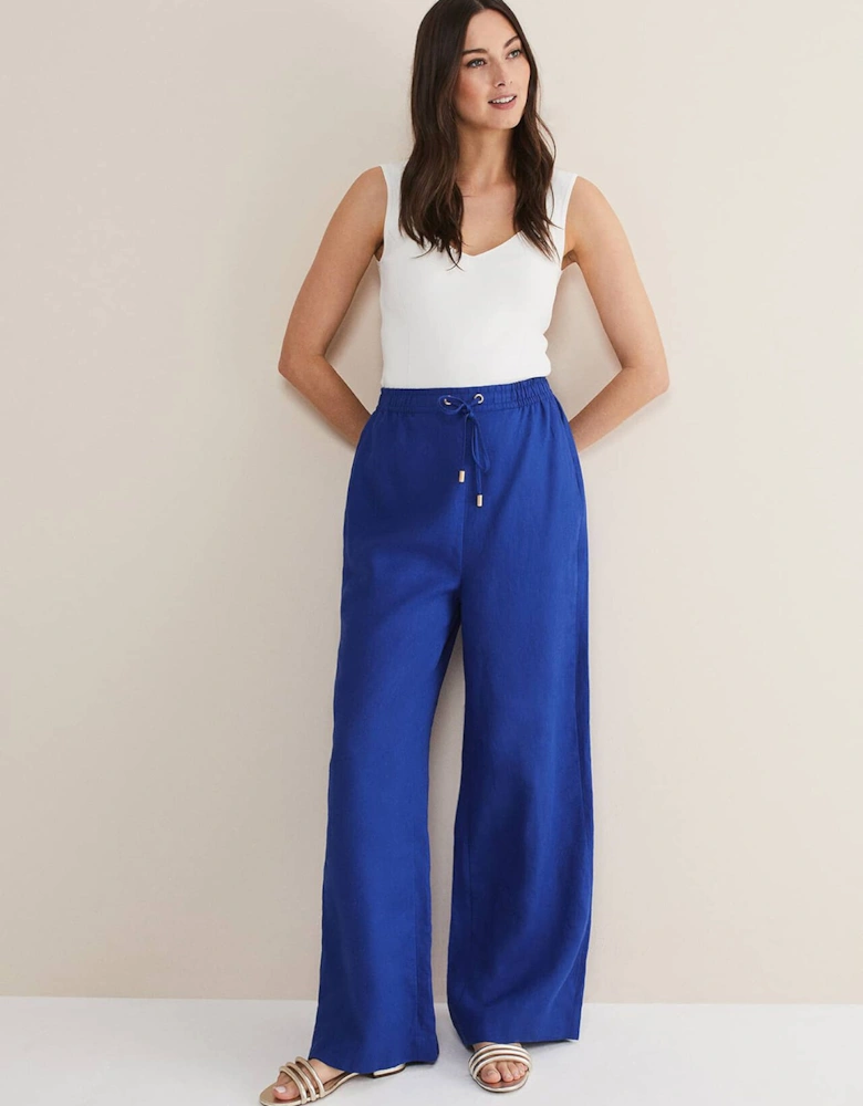 Lolita Blue Linen Wide Leg Trousers