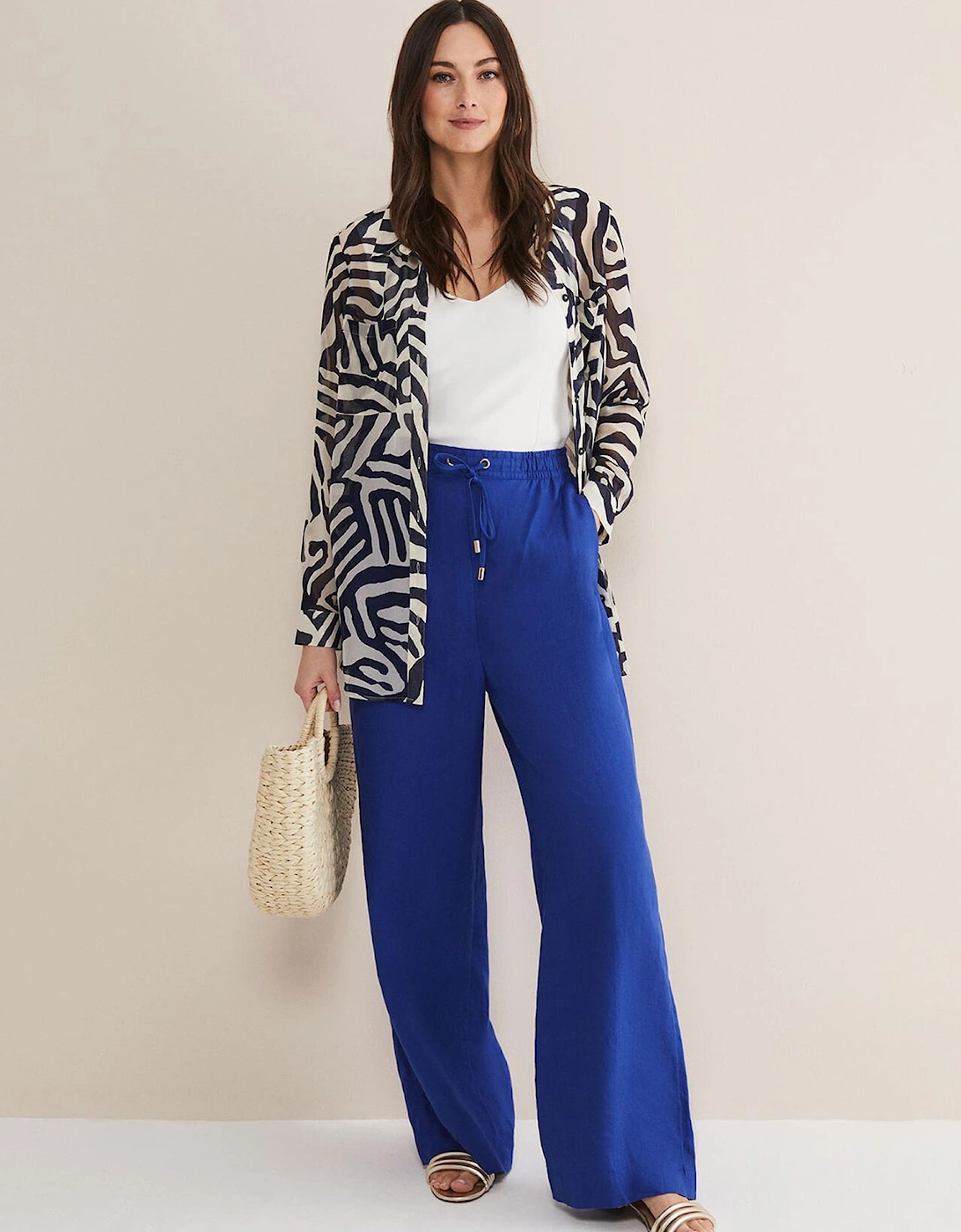 Lolita Blue Linen Wide Leg Trousers