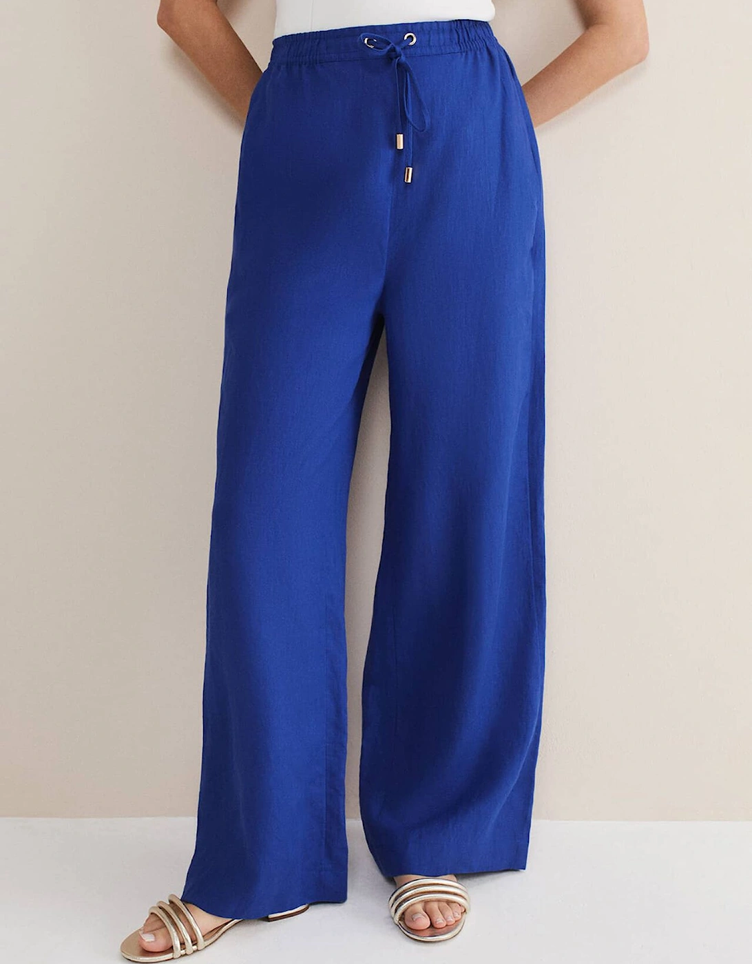 Lolita Blue Linen Wide Leg Trousers