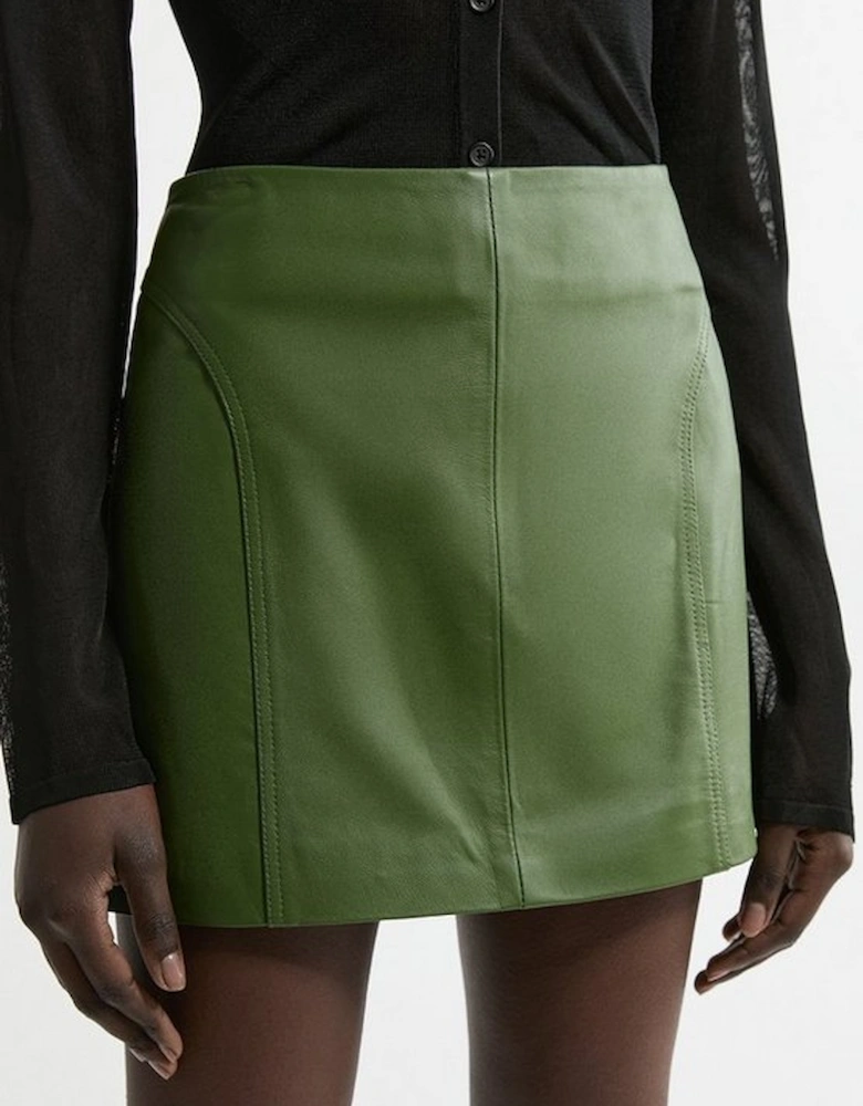 Leather Mini Seam Detail Mini Skirt