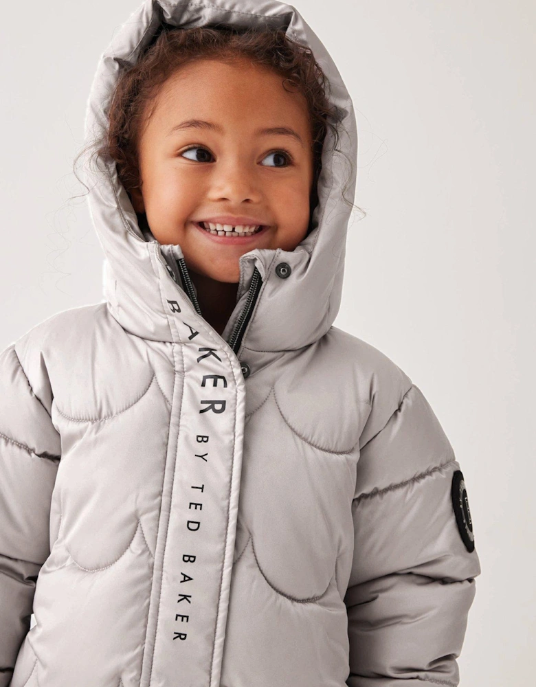 Baker By Younger Girls Scallop Padded Coat - Beige