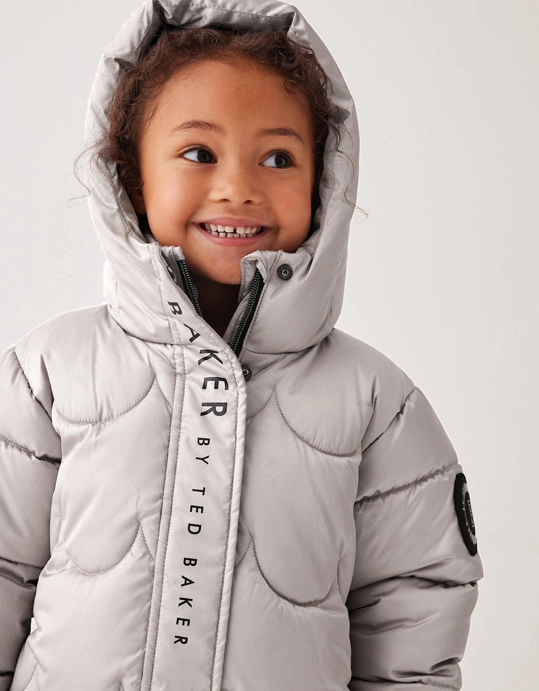 Baker By Younger Girls Scallop Padded Coat - Beige