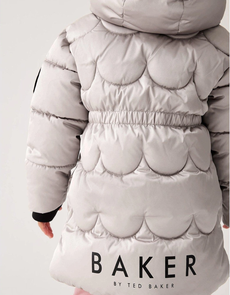 Baker By Younger Girls Scallop Padded Coat - Beige