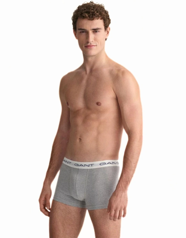 3-Pack Classic Logo Boxer Trunks, Black/White/Grey