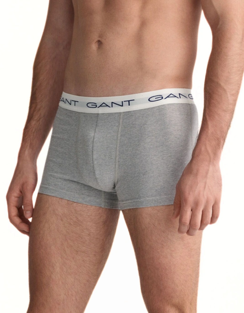 3-Pack Classic Logo Boxer Trunks, Black/White/Grey