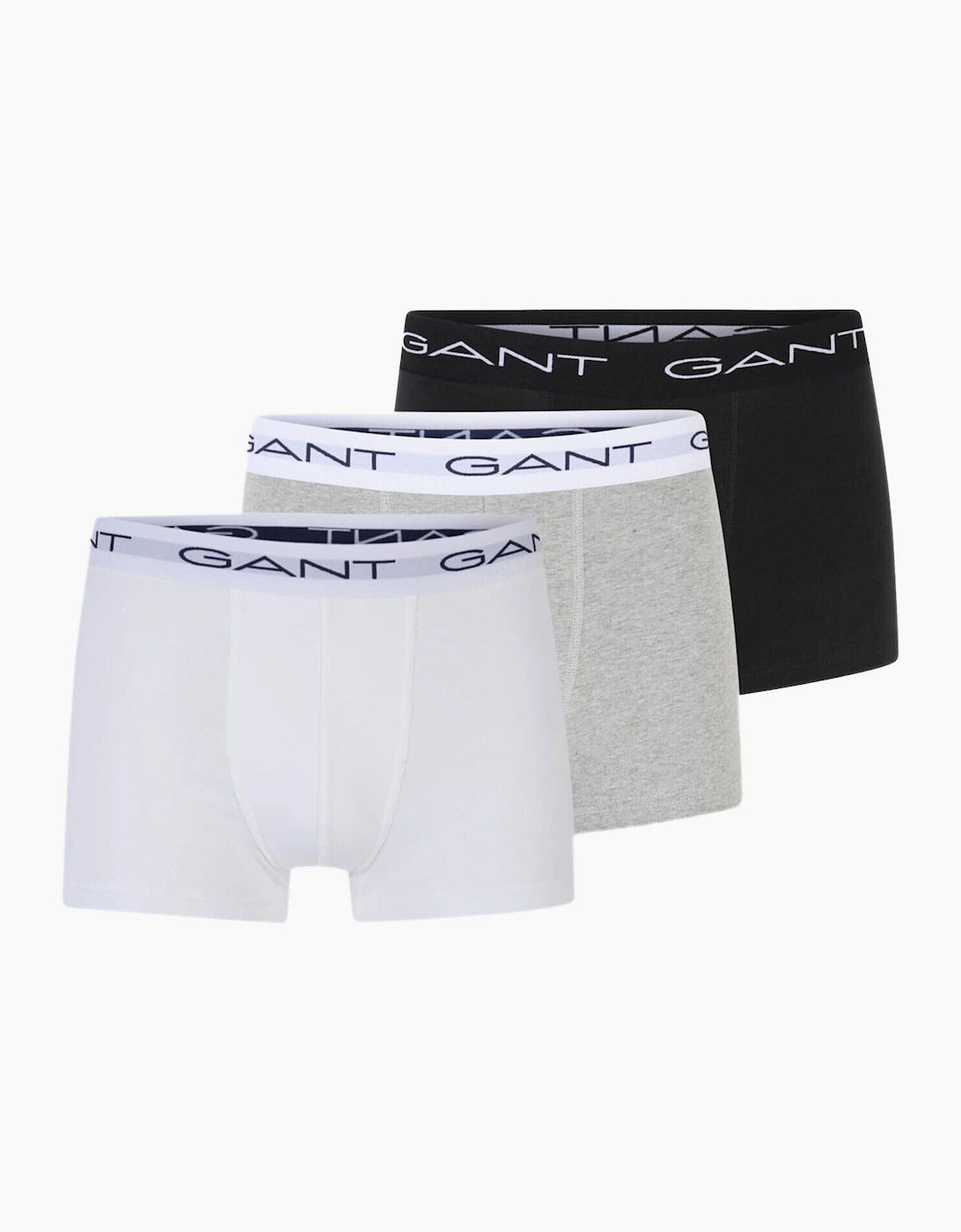 Gant Men's White 3-Pack Classic Logo Boxer Trunks, Black/White/Grey  39/38/32 Xxl