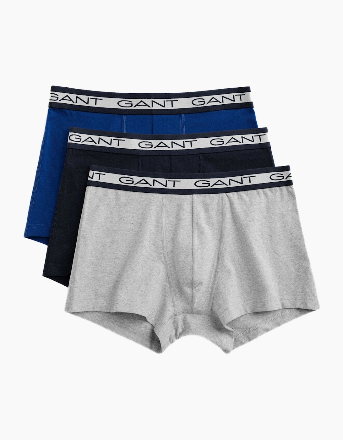 GANT Men's 3-Pack Striped Waistband Boxer Trunks - Navy/Grey/Blue - Size M - Cotton Elastane - Image 2
