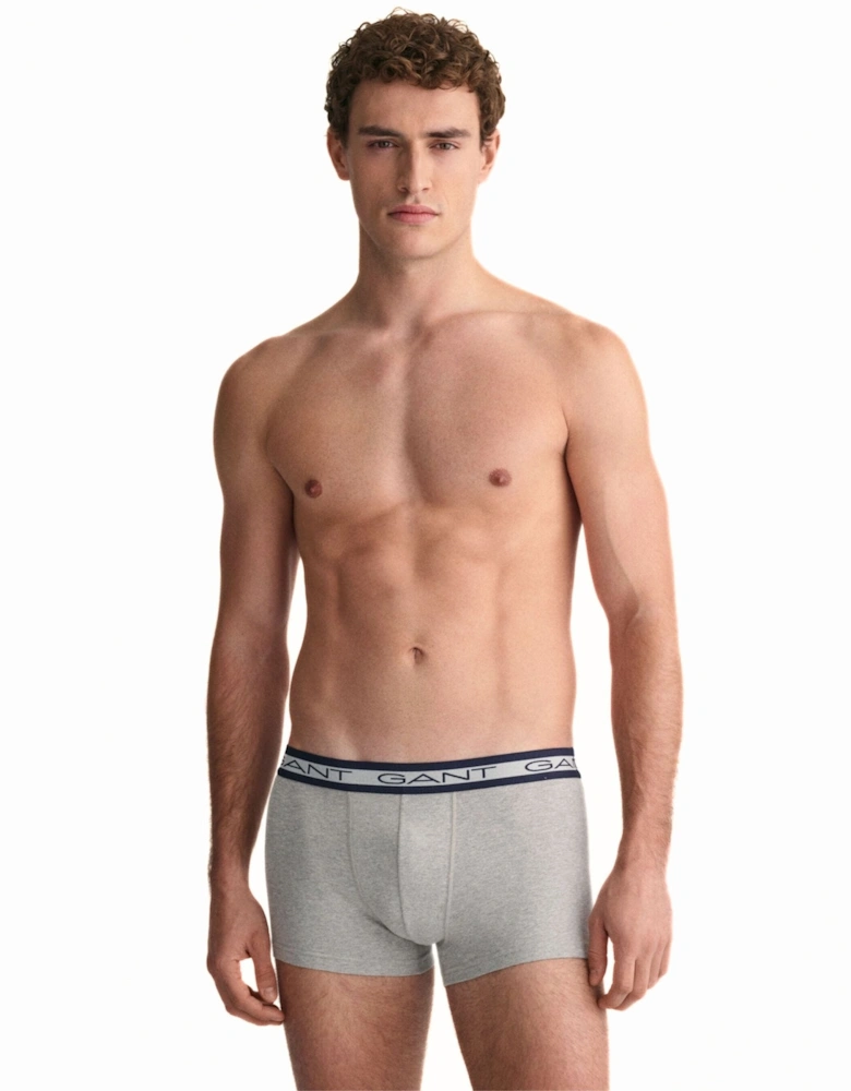 3-Pack Striped Waistband Boxer Trunks, Navy/Grey/Blue