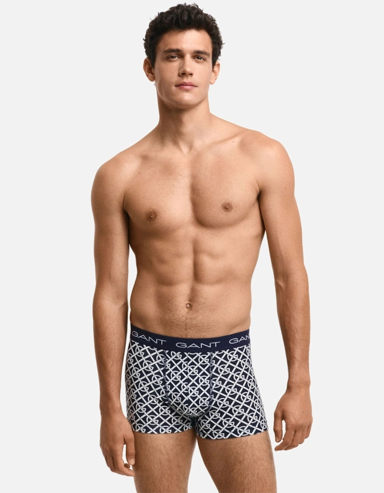 3-Pack G-Patterned Boxer Trunks, Evening Blue