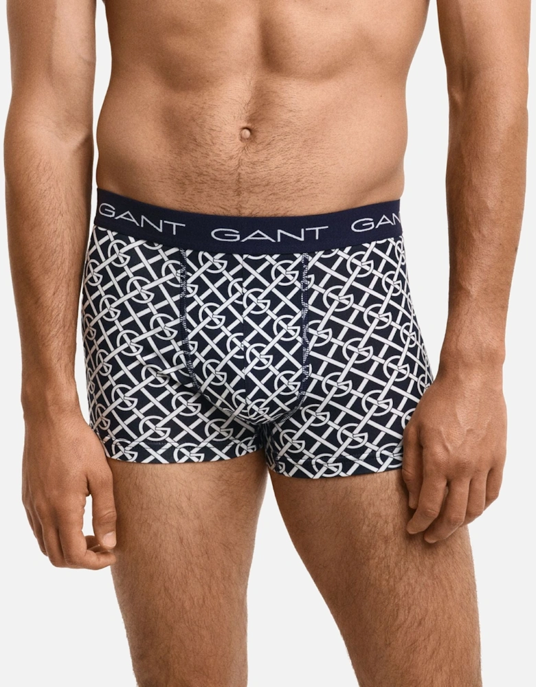 3-Pack G-Patterned Boxer Trunks, Evening Blue