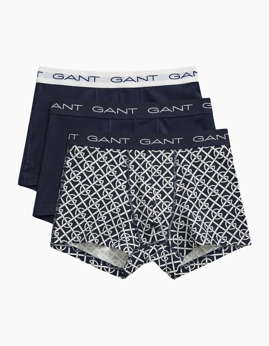 Gant Men's Blue 3-Pack G-Patterned Boxer Trunks, Evening  35/34/32 L
