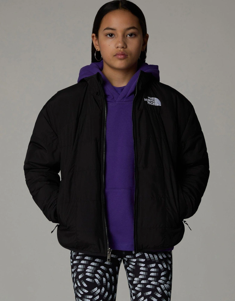 Junior Girls Reversible Shasta Short Parka Coat - Black