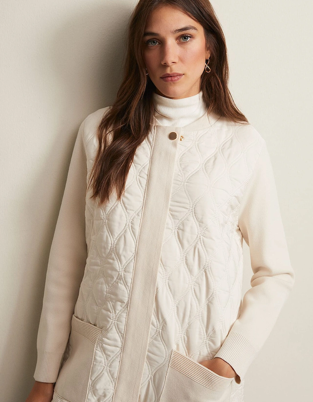 Zadie White Quilted Knit Coatigan