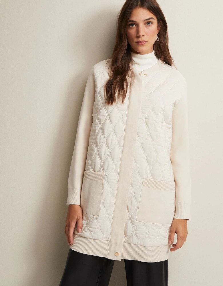 Zadie White Quilted Knit Coatigan