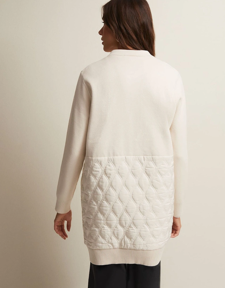 Zadie White Quilted Knit Coatigan