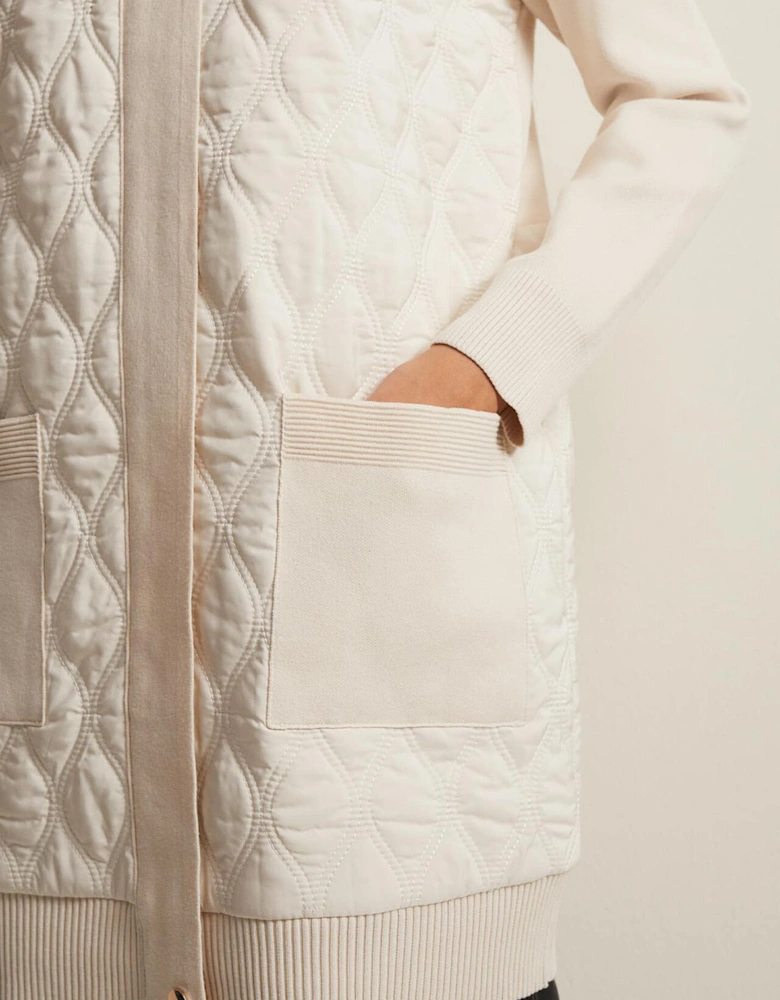 Zadie White Quilted Knit Coatigan