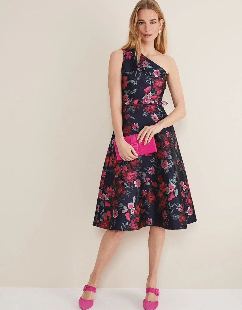 Tasha One Shoulder Jacquard Dress