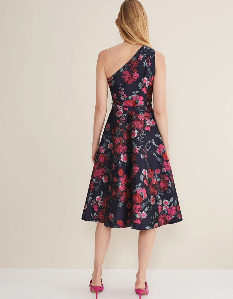 Tasha One Shoulder Jacquard Dress