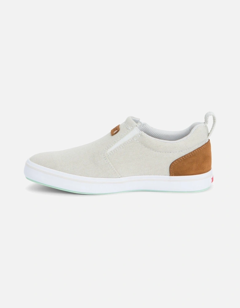 model Sharkbyte Canvas Deck Shoe Female in Cream