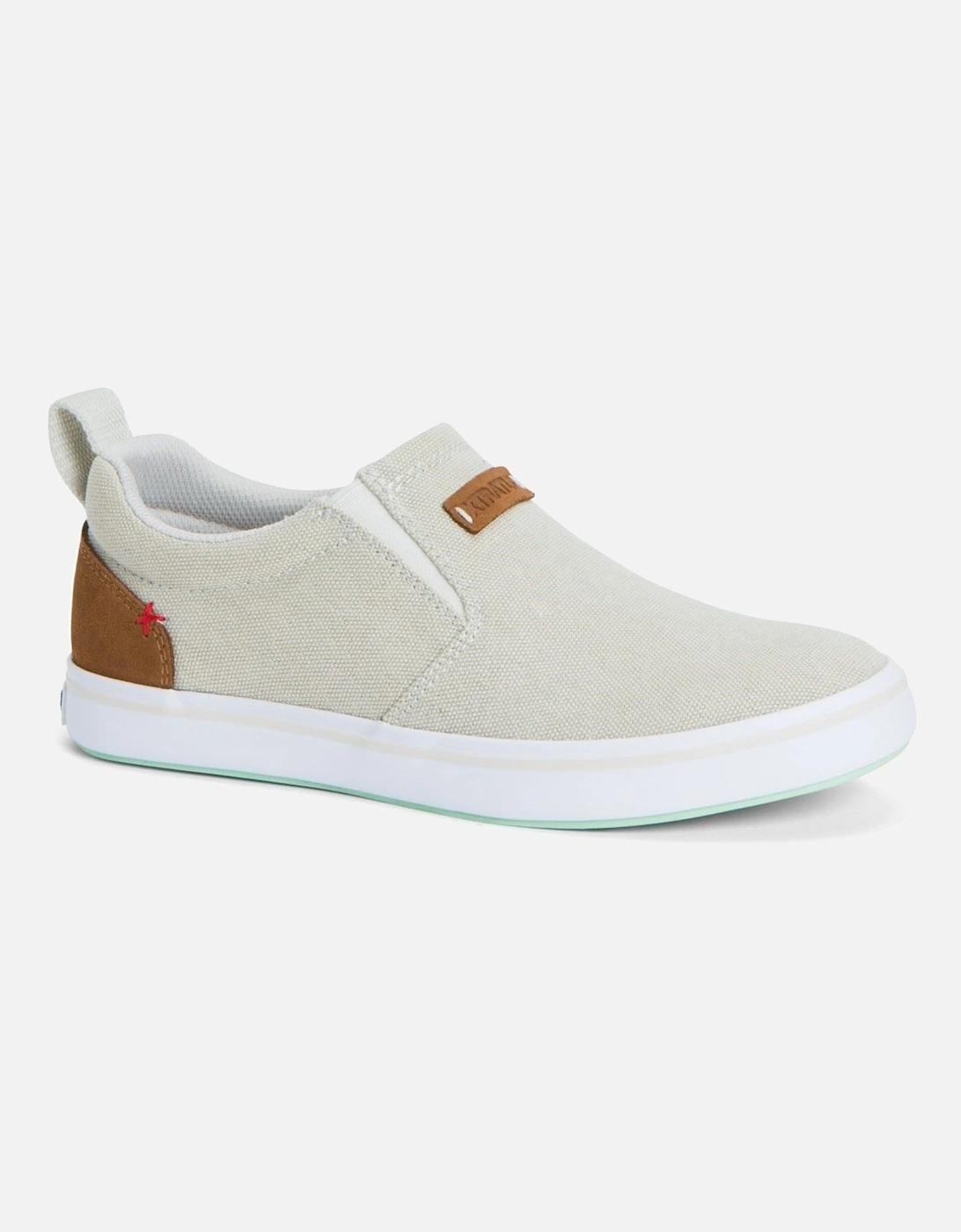 model Sharkbyte Canvas Deck Shoe Female in Cream