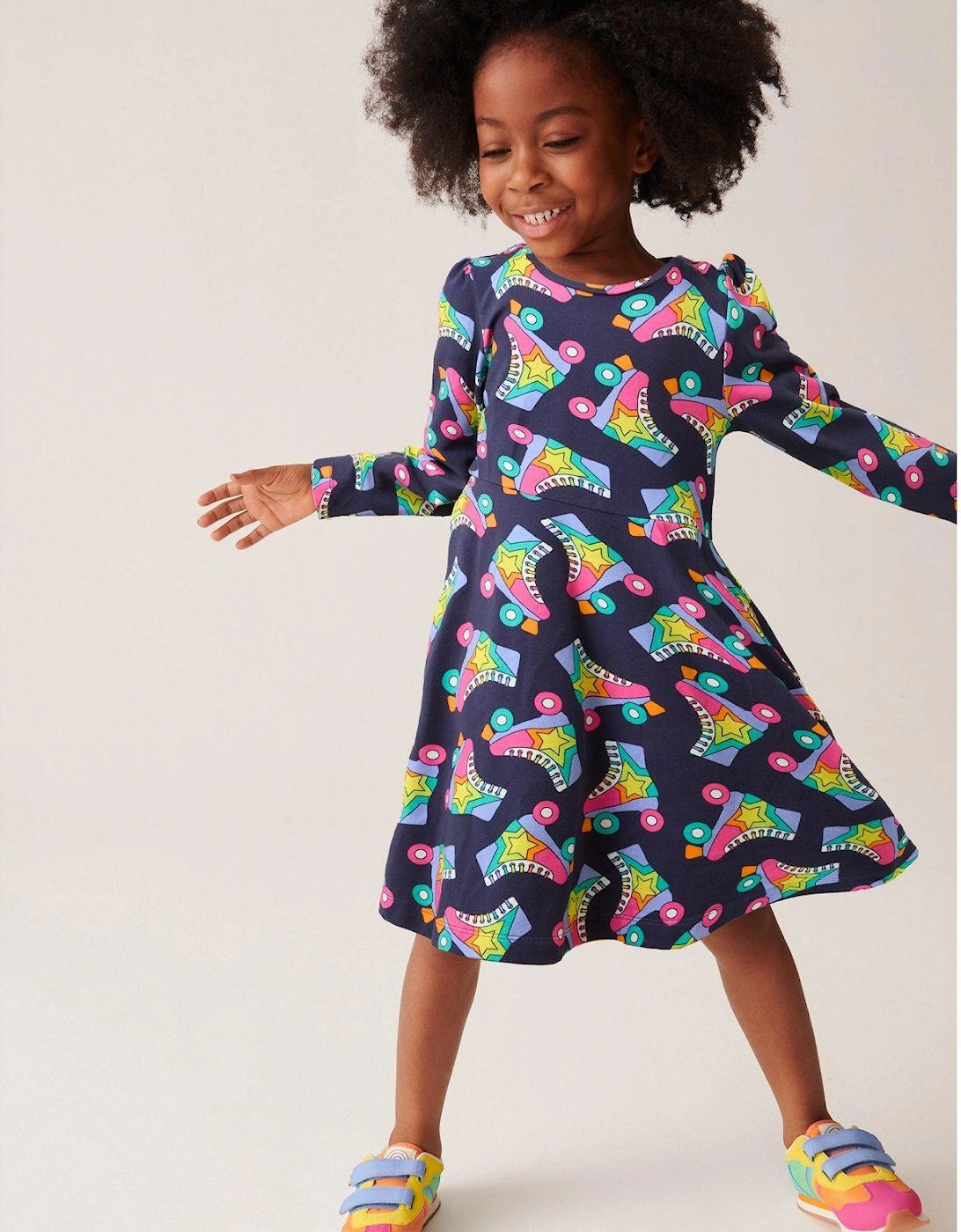 Girls Roller Skater Sweat Dress - Navy