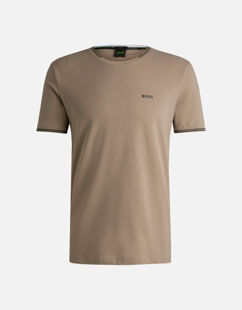 Men's Beige Regular Fit Taul T-shirt.