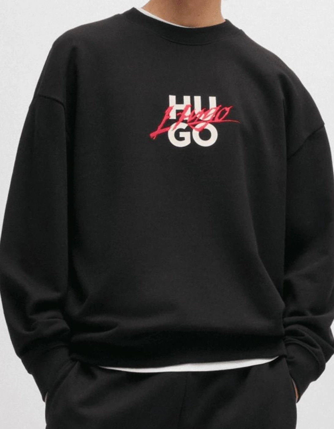 Diogonty Embroidered Logo Black Sweatshirt