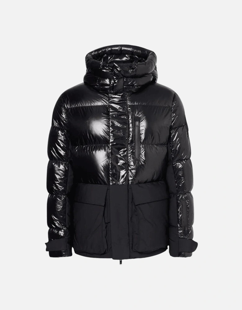 Adams Peak Shiny Hooded Black Puffer Jacket