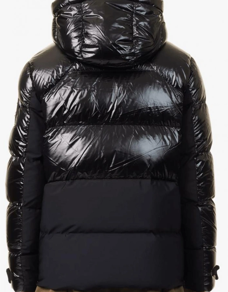 Adams Peak Shiny Hooded Black Puffer Jacket