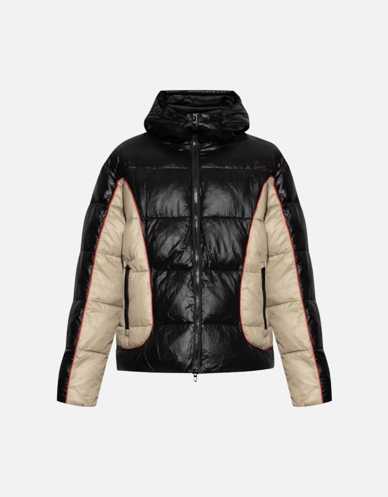 W-OSTEND Colour Block Black Puffer Jacket