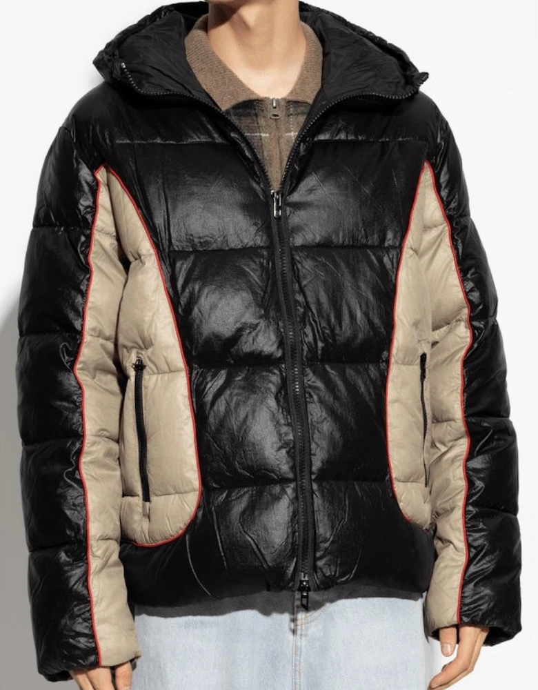 W-OSTEND Colour Block Black Puffer Jacket