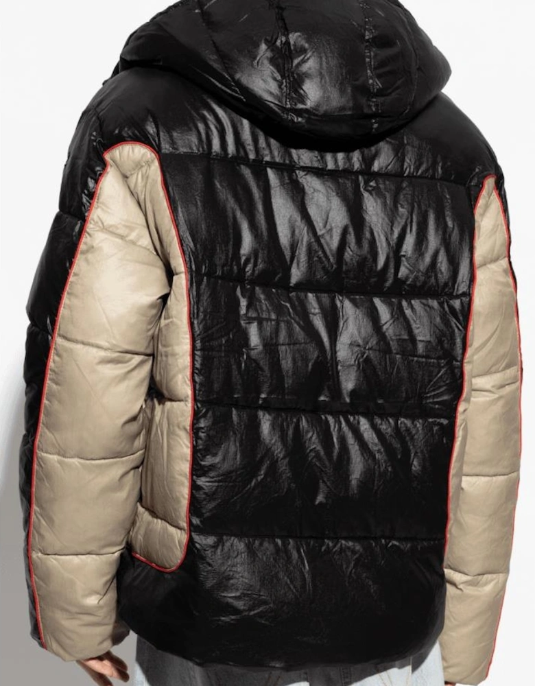 W-OSTEND Colour Block Black Puffer Jacket