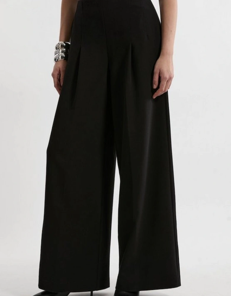 Compact Stretch Essential Wide Leg Tailored Trouser