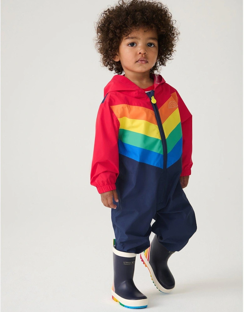 Little BirdKids Chevron Rainbow Puddlesuit - Multi