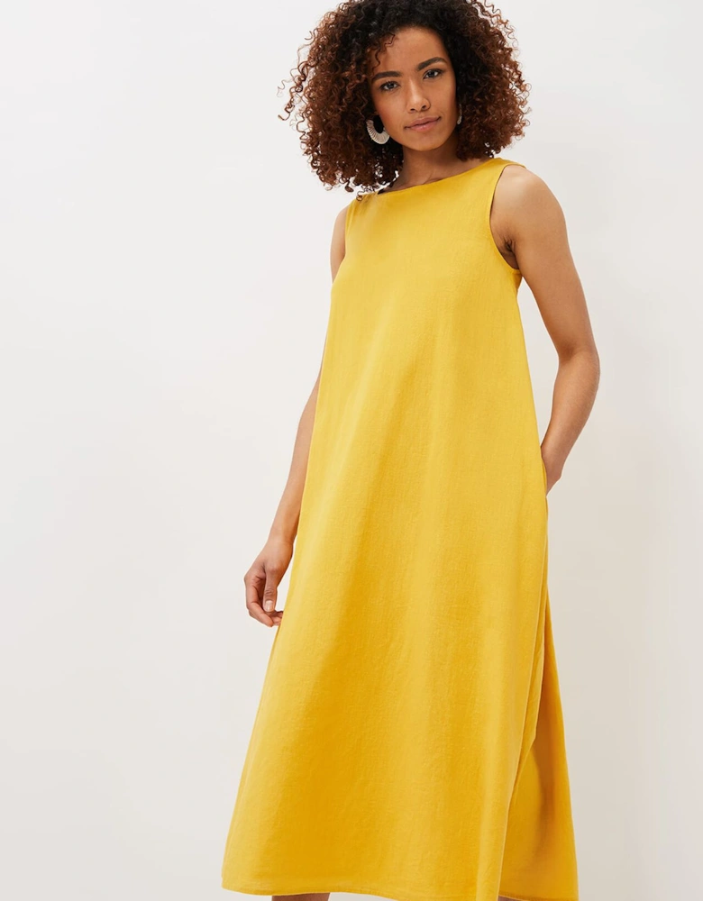 Sheila Linen Trapeze Open Back Dress