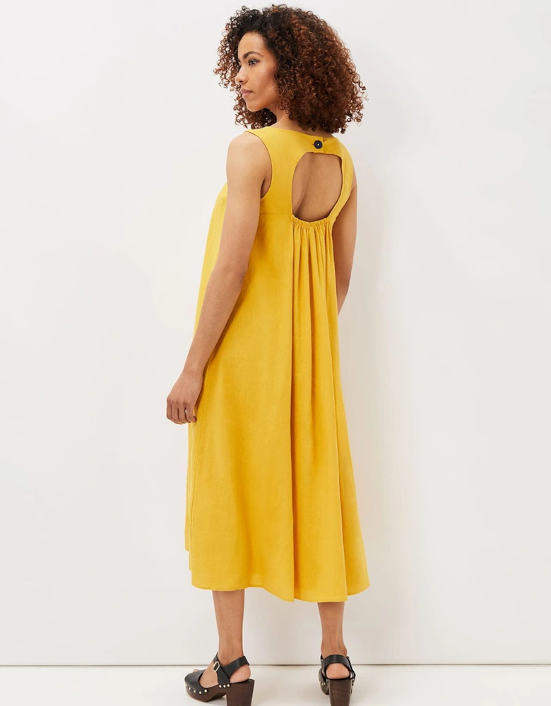 Sheila Linen Trapeze Open Back Dress