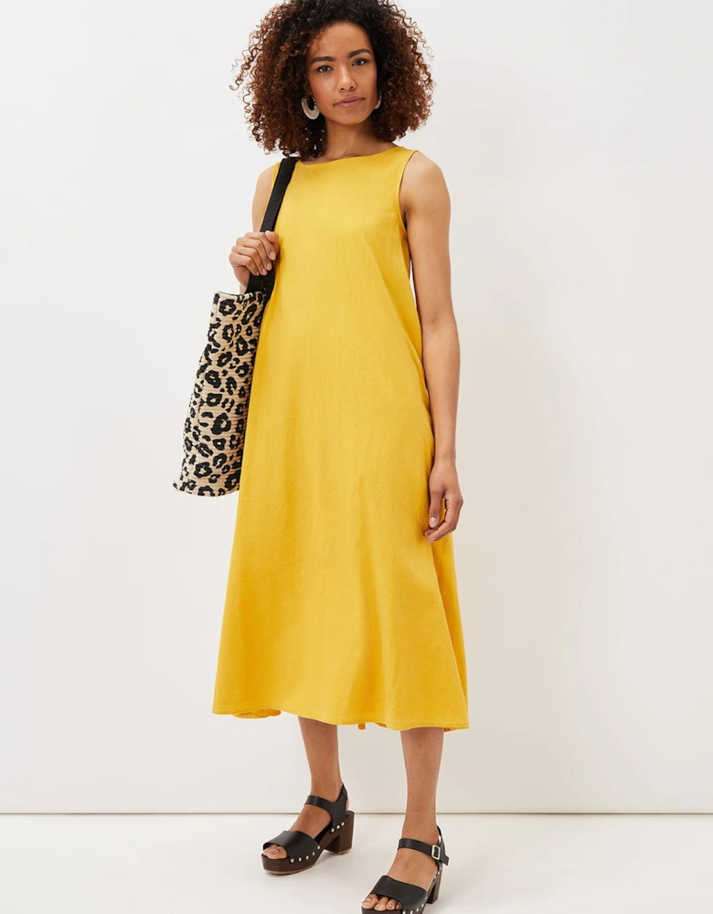 Sheila Linen Trapeze Open Back Dress