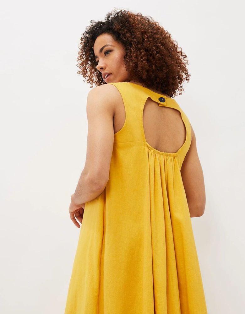 Sheila Linen Trapeze Open Back Dress