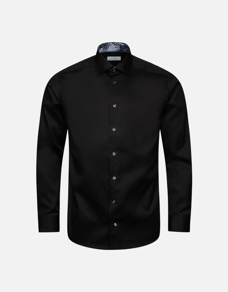 Floral Effect Slim Fit Signature Twill Shirt 18 Black