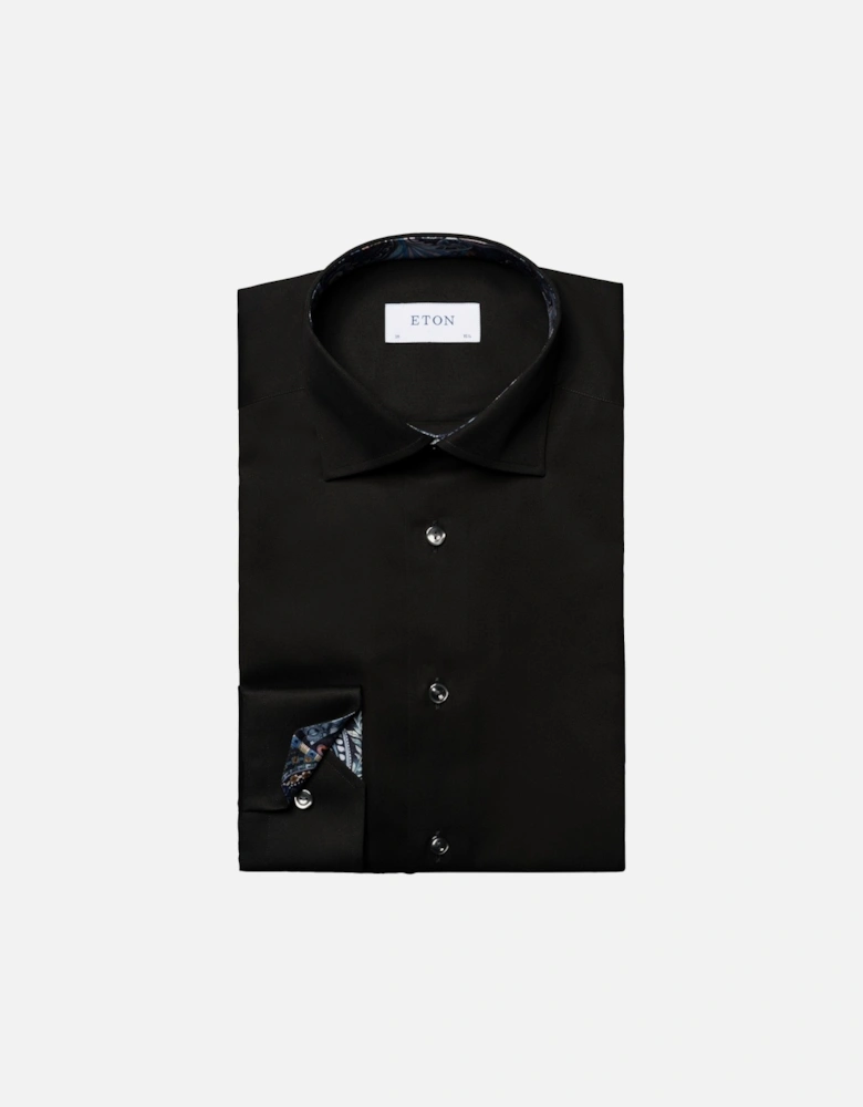 Floral Effect Slim Fit Signature Twill Shirt 18 Black