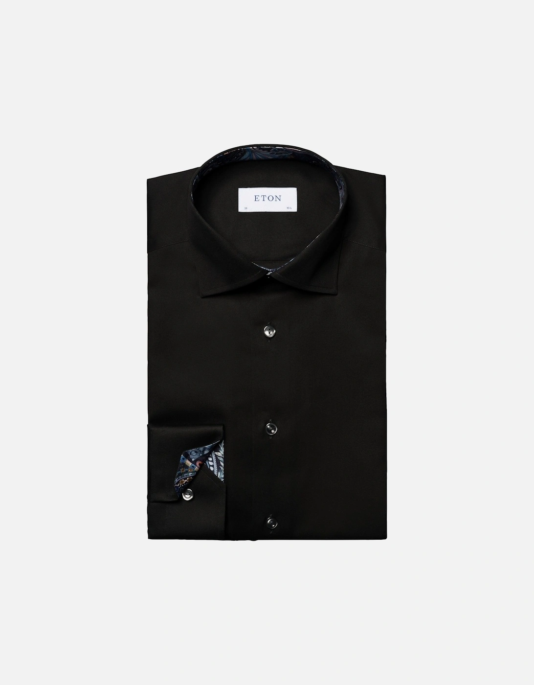 Floral Effect Slim Fit Signature Twill Shirt 18 Black, 4 of 3