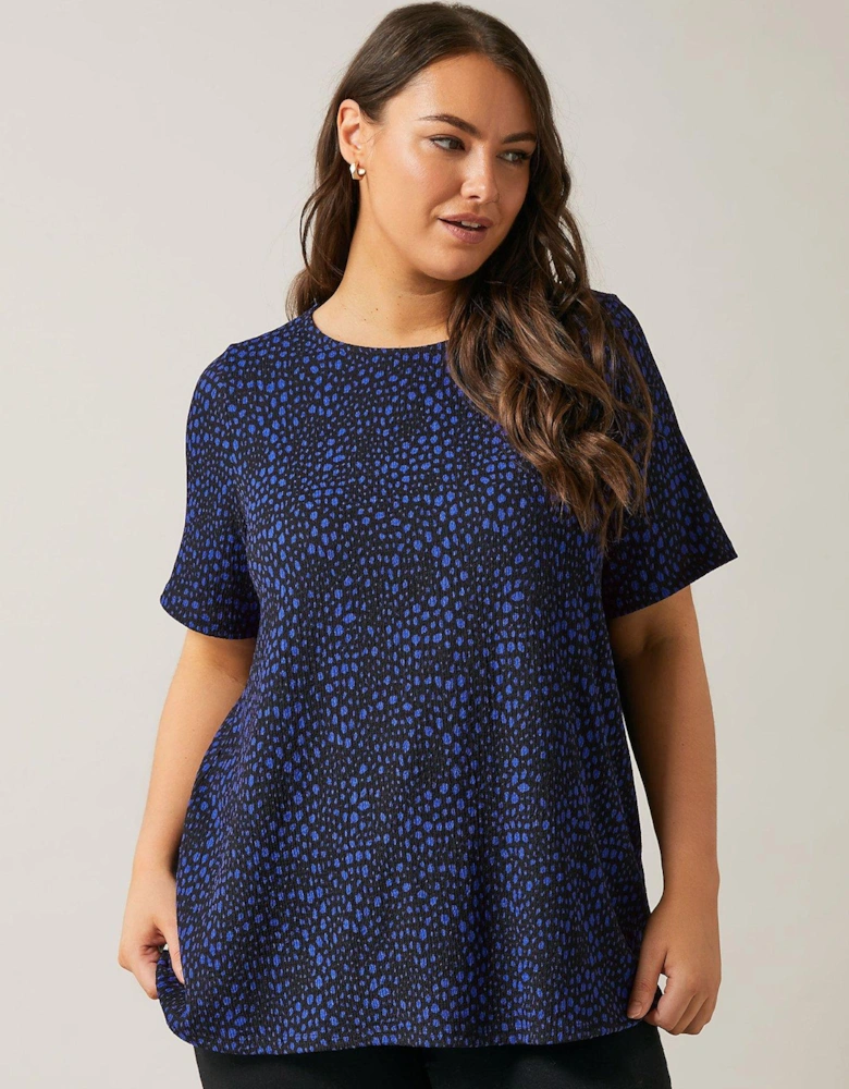 Spot Print Top - Black/Navy