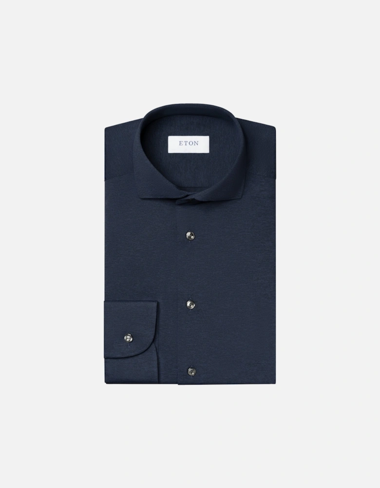 Melange Four Way Stretch Slim Shirt 28 Navy