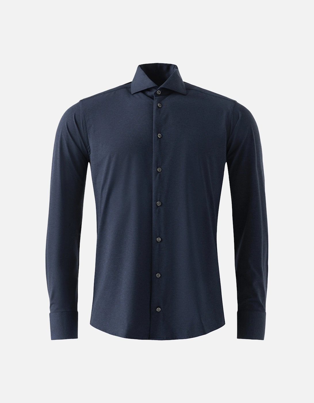 Melange Four Way Stretch Slim Shirt 28 Navy